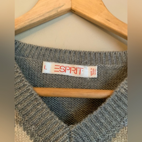 Esprit vintage sweater vest 80’s diamond gray tone - Picture 4 of 8